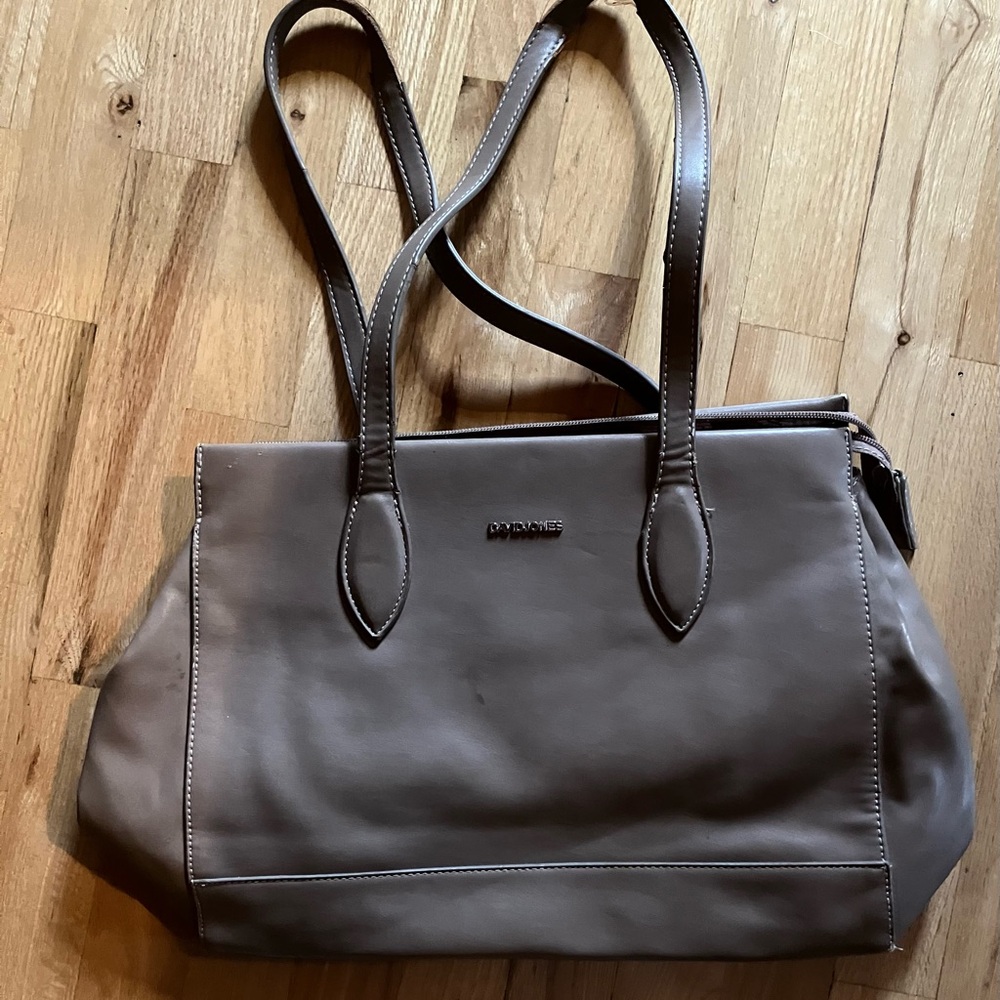 David Jones Beige Leather Tote